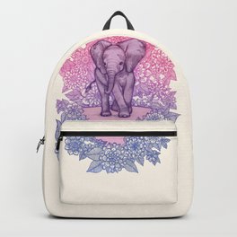 Cute Baby Elephant in pink, purple & blue Backpack