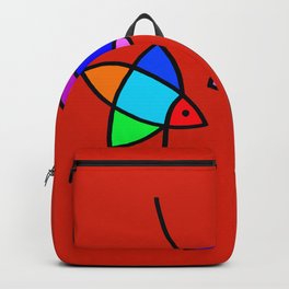 Red Colors - Two Swimming Fish "Figurative Drawings" Backpack | Istvanocztos, Kidsfish, Twofish, Fish, Colorfish, Drawing, Fishmarker, Minimalfisf 