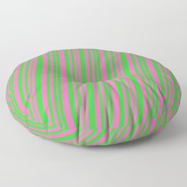 [ Thumbnail: Hot Pink & Lime Green Colored Lines/Stripes Pattern Floor Pillow ]