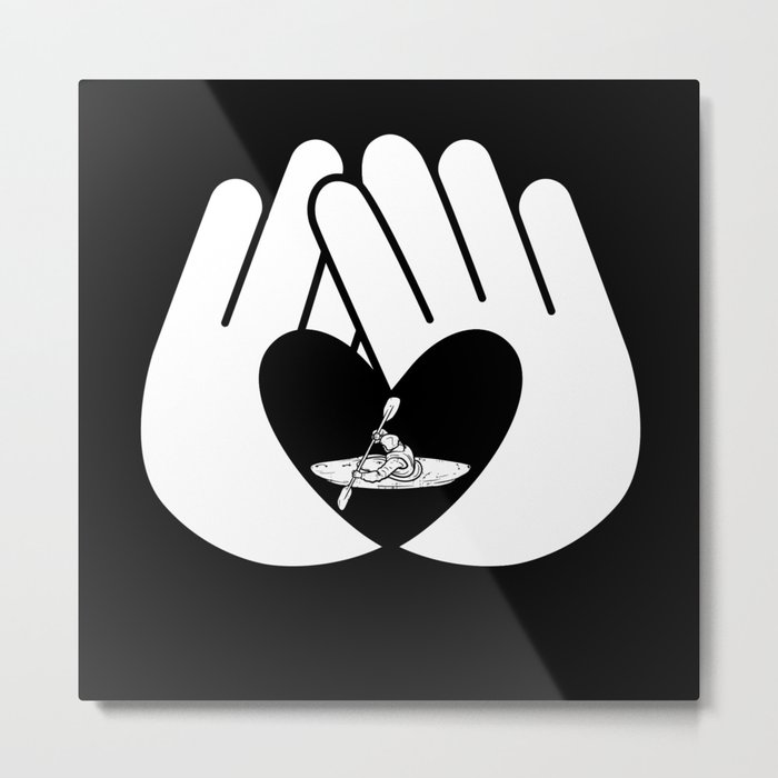 Kayak Heart Hand Hands Love Metal Print