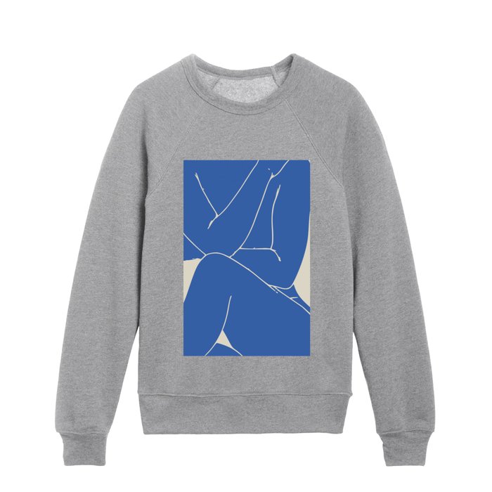 Cover page nude in blue Kids Crewneck