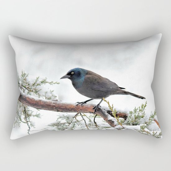 Snow Grackle Rectangular Pillow