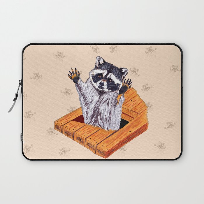 Peeking Raccoons #5 Beige Pallet - Laptop Sleeve