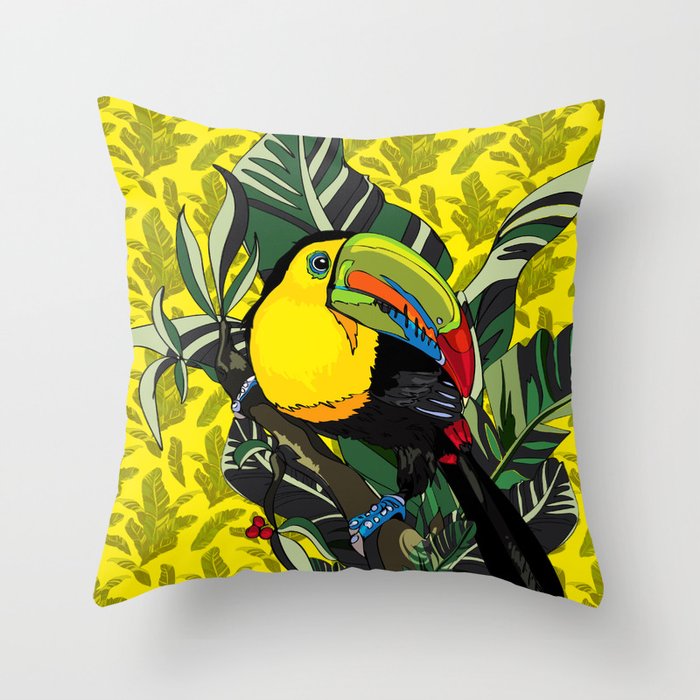 bird toucan Throw Pillow