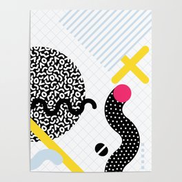 Memphis Design Pattern Snake and Worms Poster