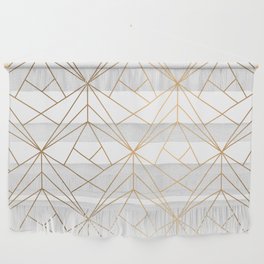 Geometric Gold Pattern With White Shimmer Wall Hanging