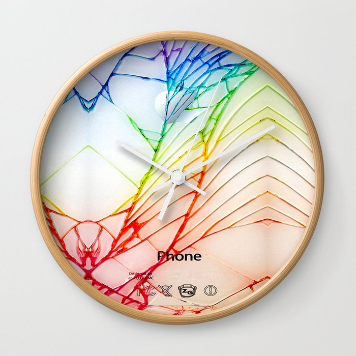 Rainbow Broken Damaged Cracked out back White iphone Wall Clock