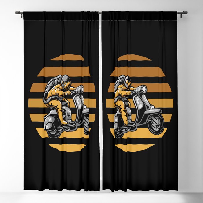 Astronaut Riding Scooter Blackout Curtain
