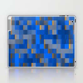 geometric pixel square pattern abstract background in blue yellow Laptop Skin