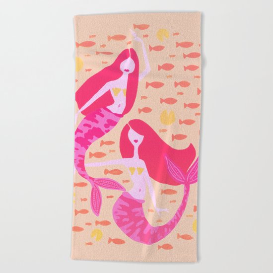 Koi Mermaids – Peach Palette Beach Towel