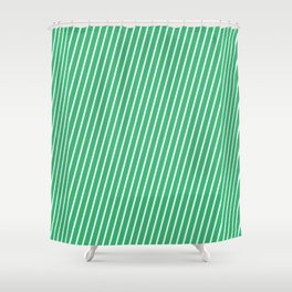 [ Thumbnail: Sea Green & Light Cyan Colored Lines/Stripes Pattern Shower Curtain ]