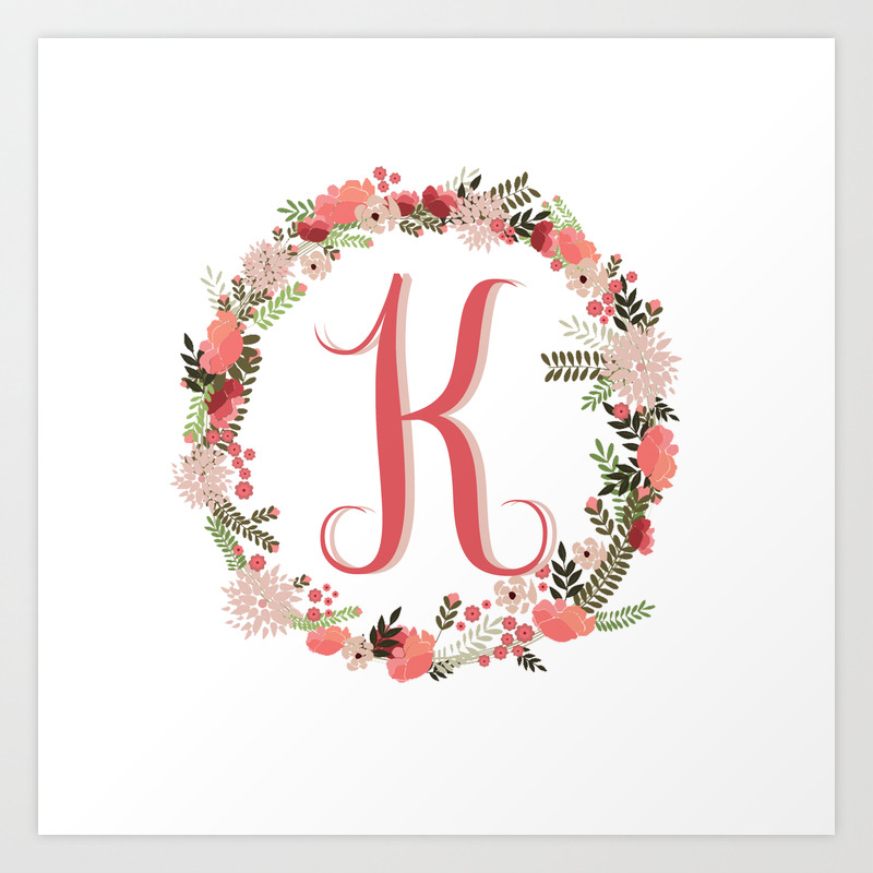 Personal Monogram Letter K Flower Wreath Art Print By Bettysue Society6 A monogram wallpapers for free download. personal monogram letter k flower wreath art print by bettysue