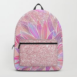 Girly pink artsy floral pink glitter Backpack