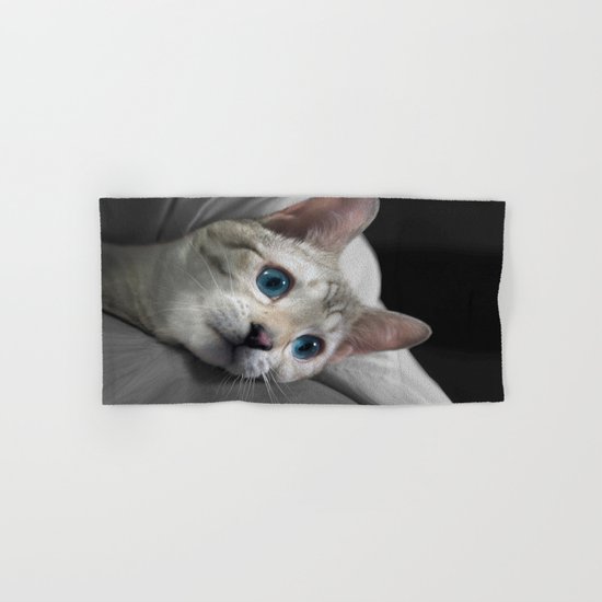 The Blue Ice in the Snow Bengal Cat's Eyes Hand & Bath Towel