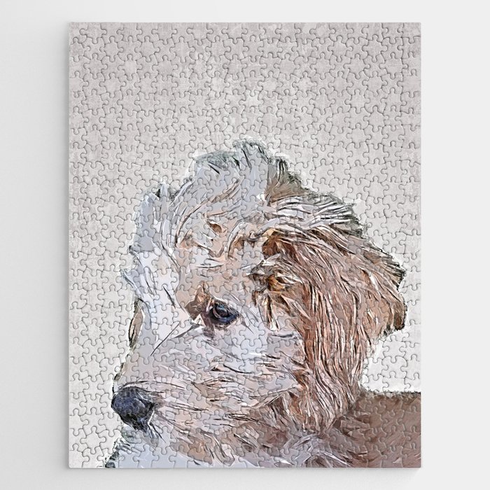Cute Goldendoodle Puppy - Custom Pet Portrait Art Studio Jigsaw Puzzle