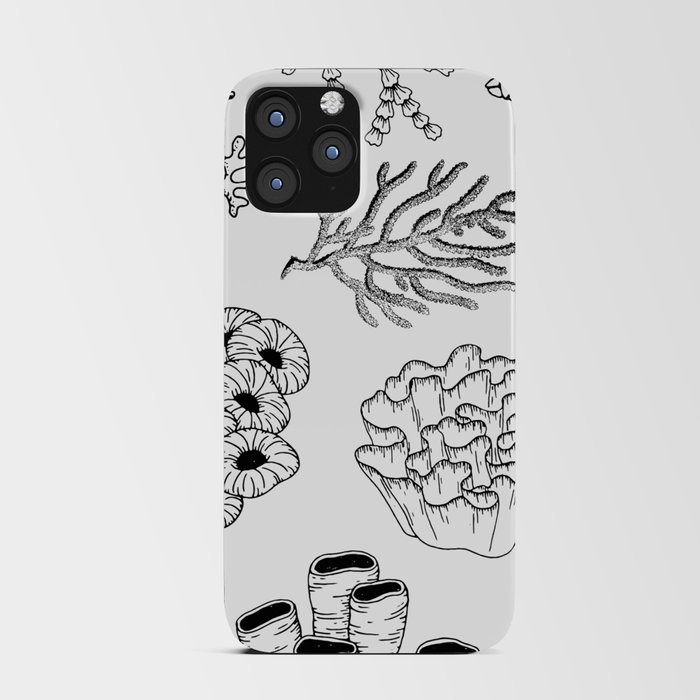 Corals Pattern Black and White iPhone Card Case