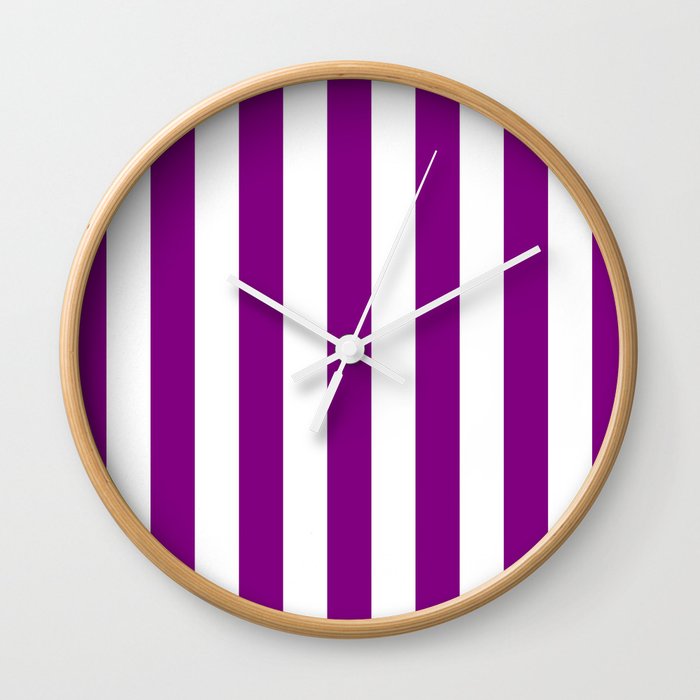 Vertical Stripes (Purple/White) Wall Clock