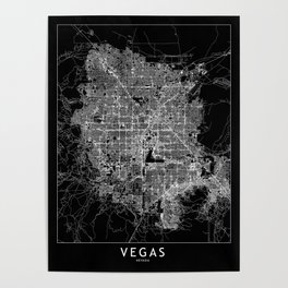 Las Vegas Black Map Poster