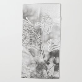 Winter Garden - Black & White Nature Photography Beach Towel