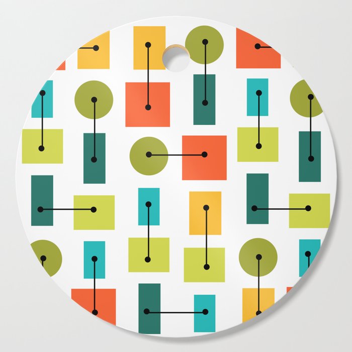 Atomic Age Simple Shapes Multicolored Cutting Board