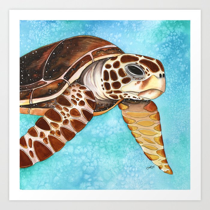 Hawksbill Turtle Art Print by LyndaParker | Society6