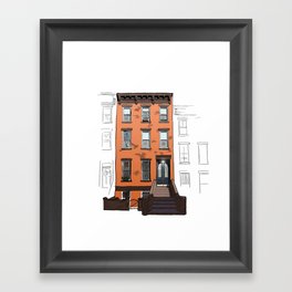 Brooklyn Brownstone Gerahmter Kunstdruck | Facade, Newyork, Stairs, Landmark, Architecture, Painting, Illustration, Townhouse, Digital, Home 