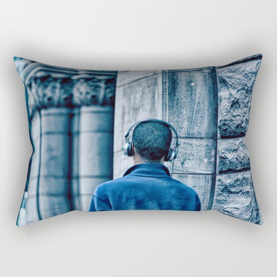 Man headset blue Rectangular Pillow