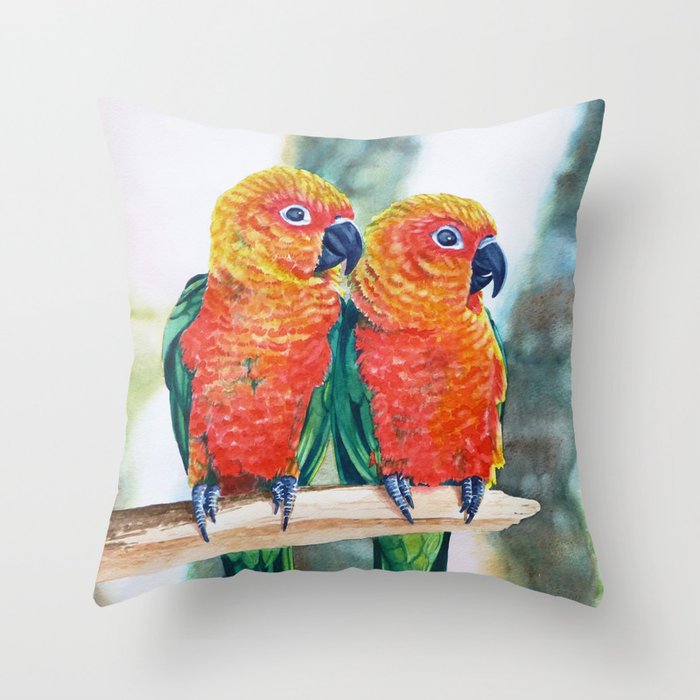 Love Bird Sweethearts Throw Pillow