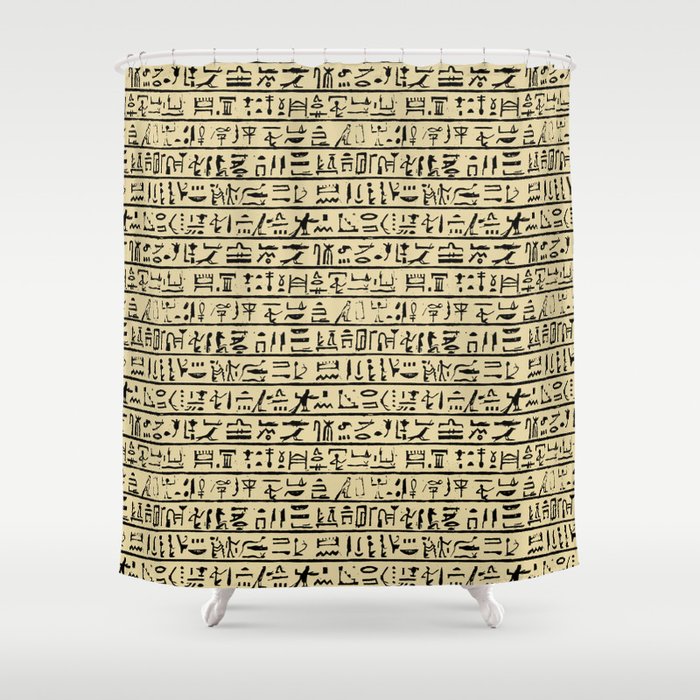 Egyptian Hieroglyphics // Tan Shower Curtain