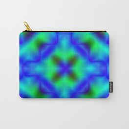 Bright pattern of blurry light blue and green flowers in a bright kaleidoscope. Carry-All Pouch