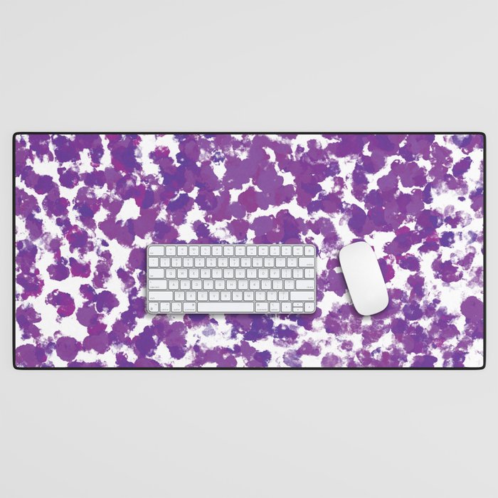 Purple Polka Dot Paint Spots (purple/white) Desk Mat