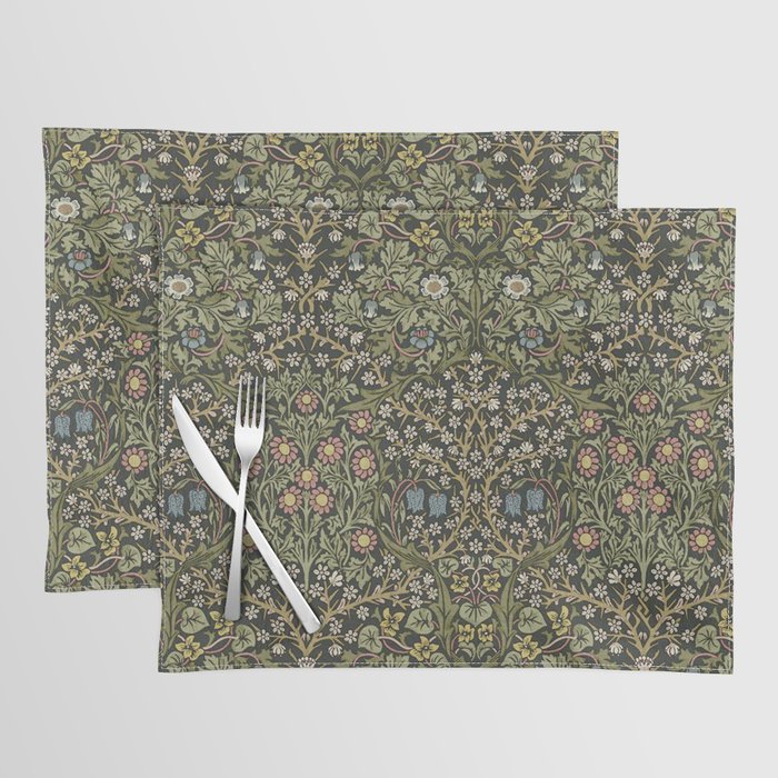 William Morris Vintage Blackthorn Green Charcoal Placemat
