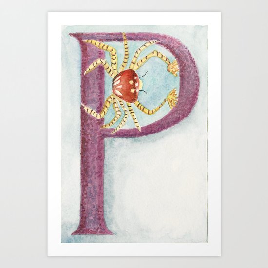 P is for Pom Pom Crab Art Print