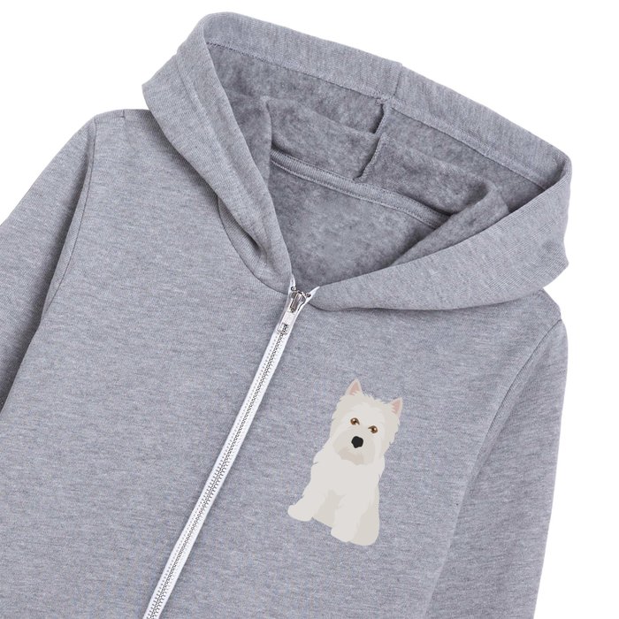 White West Highland Terrier Dog Kids Zip Hoodie