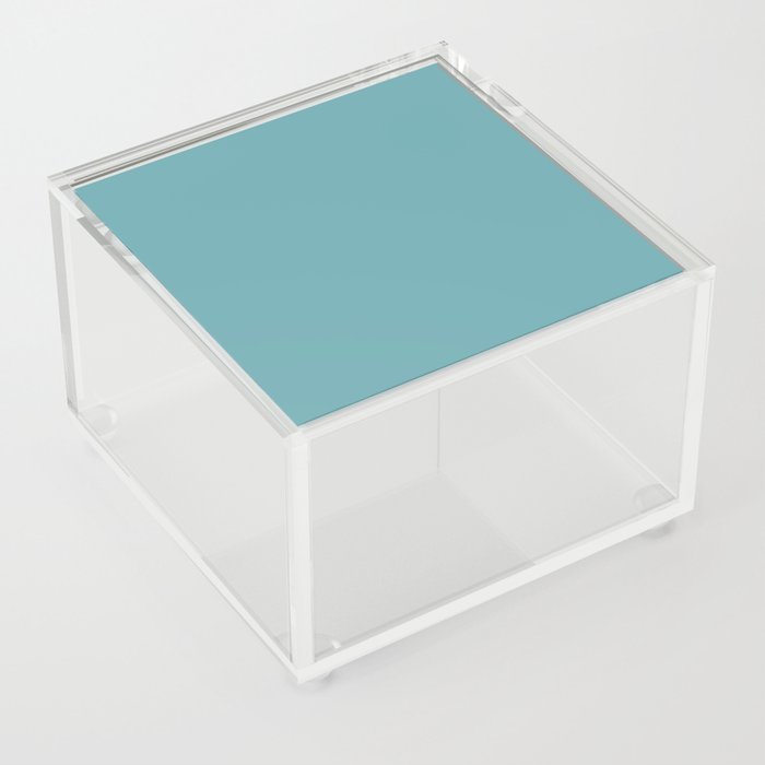 Medium Aqua Blue Solid Color Pantone Aqua Sea 15-4715 TCX Shades of Blue-green Hues Acrylic Box