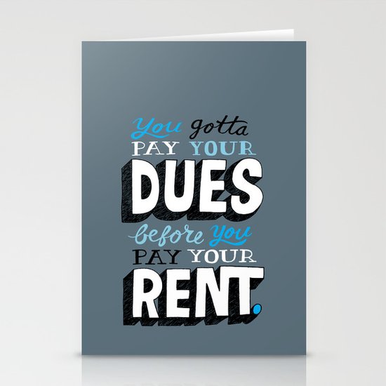 Dues Before Rent Stationery Cards