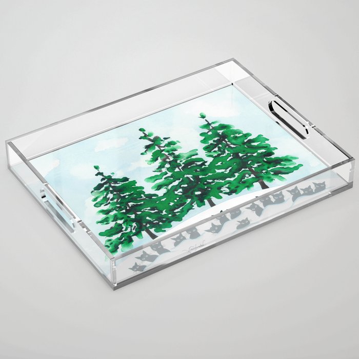 Veneto Whimsical Cats and Trees Acrylic Tray