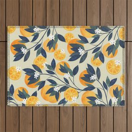 Oranges branch and flowers Outdoor Rug