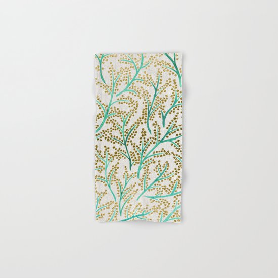 Green & Gold Branches Hand & Bath Towel