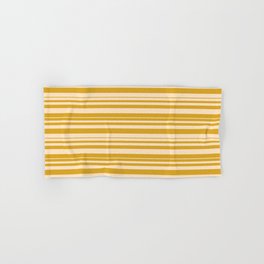 [ Thumbnail: Goldenrod and Bisque Colored Striped/Lined Pattern Hand & Bath Towel ]