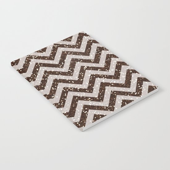 Sparkling brown glitter chevron pattern - coffee IV Notebook