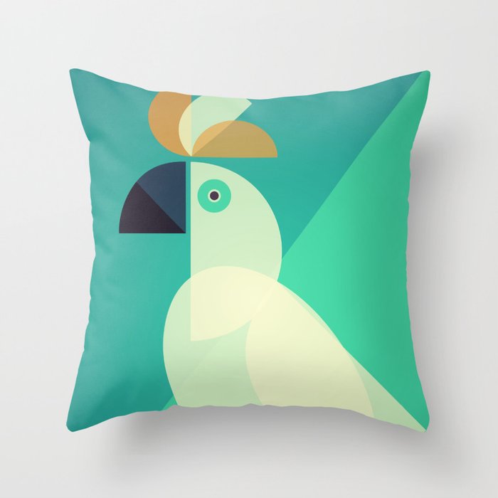 Mid Century Cockatoo Throw Pillow