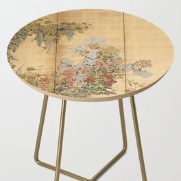 Japanese Edo Period Six-Panel Gold Leaf Screen - Spring and Autumn Flowers Side Table