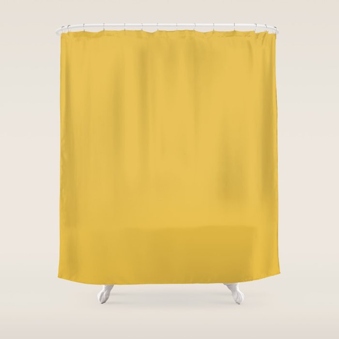 Mustard Yellow Color Shower Curtain by KOOVOX Society6