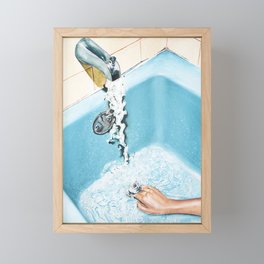 Evening Plans V2 | Vintage Baby Blue Bathroom | Retro Watercolor Framed Mini Art Print