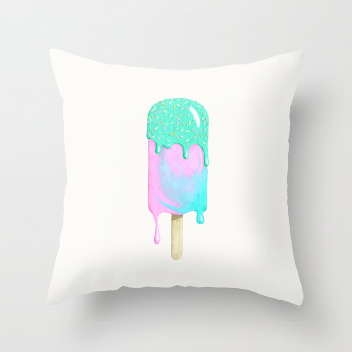 Melty ice cream painting Throw Pillow