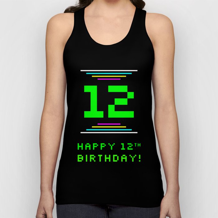 12th Birthday - Nerdy Geeky Pixelated 8-Bit Computing Graphics Inspired Look Tank Top