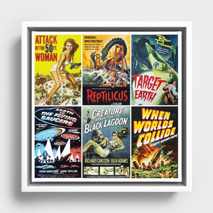 50s Sci-Fi Movie Poster Collection #1 Framed Canvas by Ron Trickett