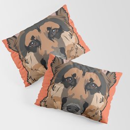 German Shepherd Art Poster Dog Icon Series by Artist A.Ramos. Designed in Bold Colors Pillow Sham