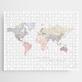 Pastel Watercolor World Map Art with sentence  Jigsaw Puzzle